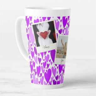 Groovy and Romantic Lila Hearts Valentine Foto Milchtasse
