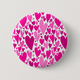 Groovy and Romantic Pink Hearts Valentinstag Button