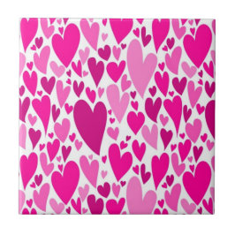 Groovy and Romantic Pink Hearts Valentinstag Fliese