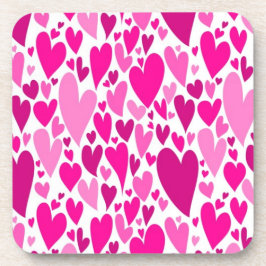 Groovy and Romantic Pink Hearts Valentinstag Getränkeuntersetzer