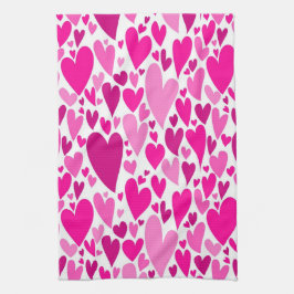 Groovy and Romantic Pink Hearts Valentinstag Küchentuch