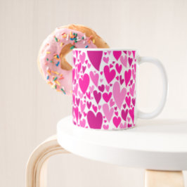 Groovy and Romantic Pink Hearts Valentinstag Tasse