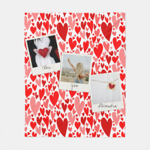 Groovy and Romantic Red Hearts Valentine Foto Fleecedecke