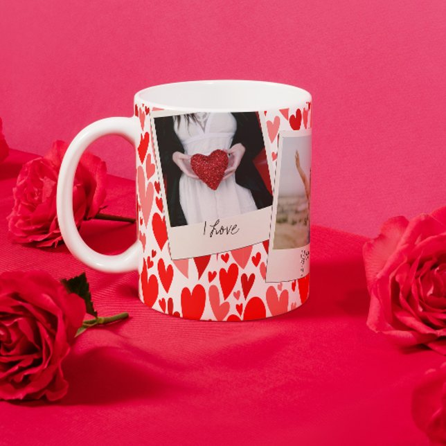 Groovy and Romantic Red Hearts Valentine Foto Kaffeetasse (Von Creator hochgeladen)