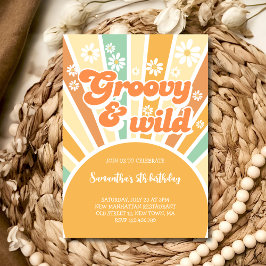 Groovy and wild Retro sun Kindergeburtstag Einladung