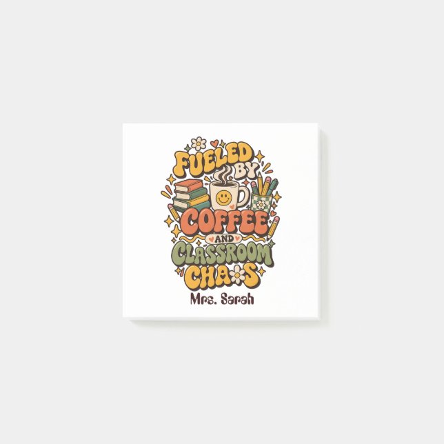 Groovy - Angetrieben von Kaffee und Klassenchaos - Post-it Klebezettel (Vorderseite)