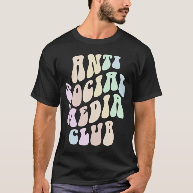 Groovy ANTI SOCIAL MEDIA CLUB Retro Introvertierte T-Shirt (Vorderseite)