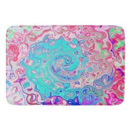 Groovy Aqua Blau und Rosa Abstrakt Retro Swirl Badematte