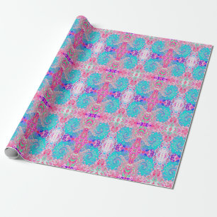 Groovy Aqua Blau und Rosa Abstrakt Retro Swirl Geschenkpapier
