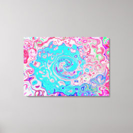 Groovy Aqua Blau und Rosa Abstrakt Retro Swirl Leinwanddruck