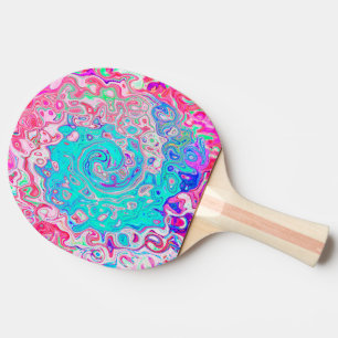 Groovy Aqua Blau und Rosa Abstrakt Retro Swirl Tischtennis Schläger