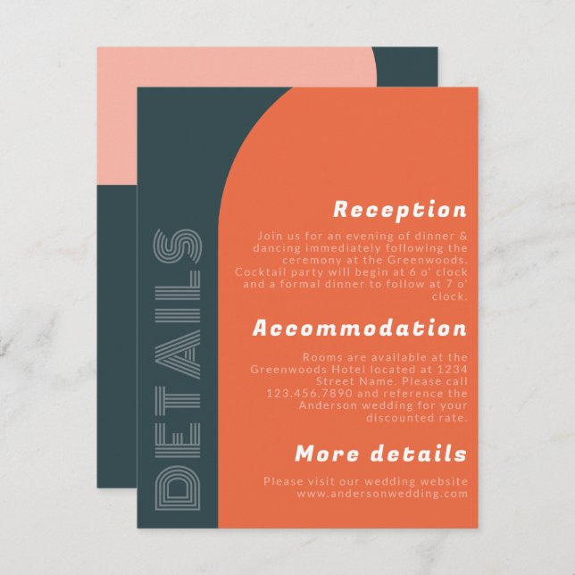 Groovy Arch Retro Hochzeitdetails | Helle Orange (Vorne/Hinten)