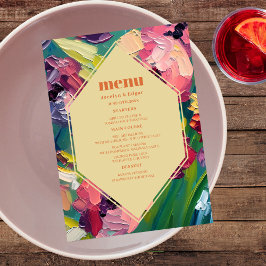 Groovy Art Deco Hochzeitsmalerei Menükarte