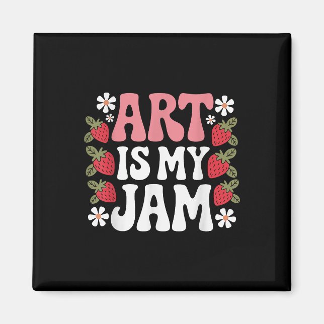 Groovy Art Is My Jam Retro Funny Art Teacher Straw Magnet (Vorne)