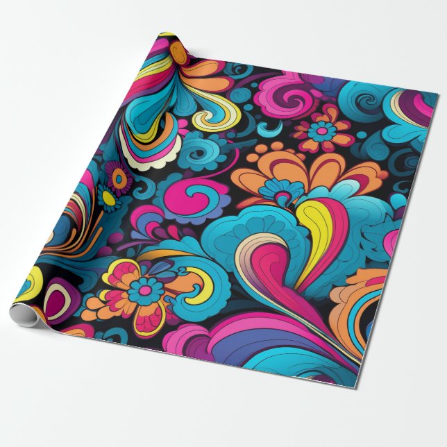 Groovy Art Wrapping Paper Geschenkpapier (Ungerollt)