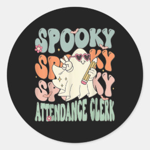 Groovy Attendance Clerk Funny Halloween Costume Se Runder Aufkleber