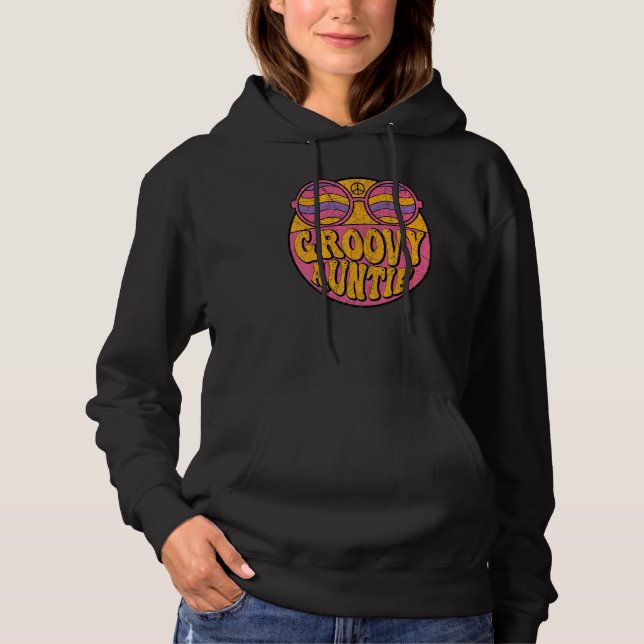 Groovy Auntie 70s Aesthetic Nostalgia 1970's Retro Hoodie (Vorderseite)
