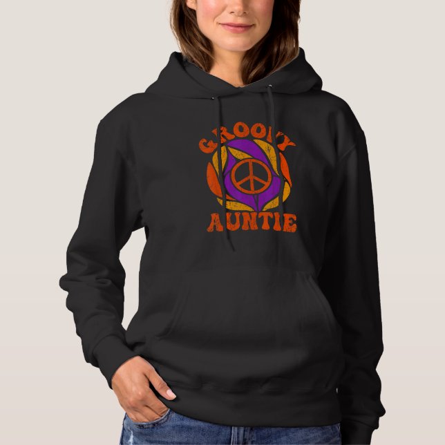 Groovy Auntie 70s Aesthetic Nostalgia 1970's Retro Hoodie (Vorderseite)