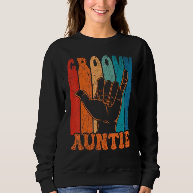 Groovy Auntie 70s Aesthetic Nostalgia 1970's Retro Sweatshirt (Vorderseite)