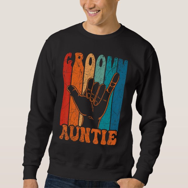 Groovy Auntie 70s Aesthetic Nostalgia 1970's Retro Sweatshirt (Vorderseite)