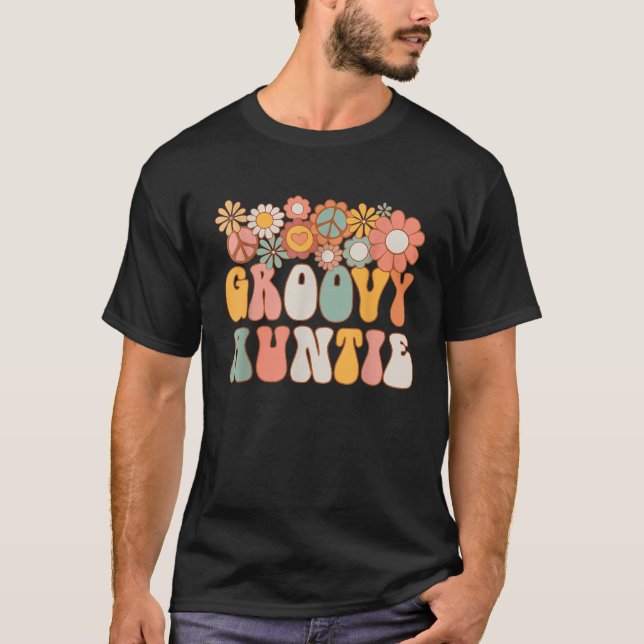 Groovy Auntie Retro 60s 70s Hippie Family Best Aun T-Shirt (Vorderseite)
