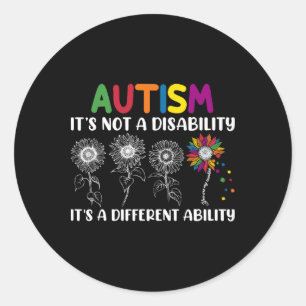 Groovy Autism Awareness Month Sonnenblume Untersch Runder Aufkleber