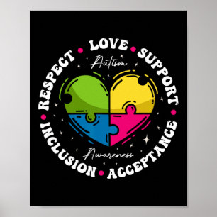 Groovy Autismus-Bewusstsein Respekt Liebe Unterstü Poster