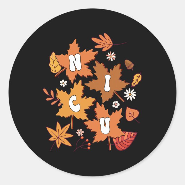 Groovy Autumn NICU Nurse Maple Leaf Fall Vibes Dai Runder Aufkleber (Vorderseite)