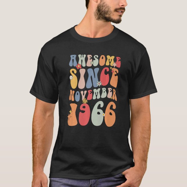 Groovy Awesome Since November 1966 Retro  56th T-Shirt (Vorderseite)