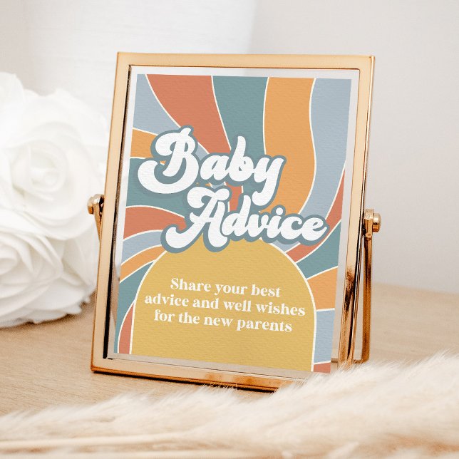 Groovy Baby Advice Retro Sunshine Baby Dusche Poster (Von Creator hochgeladen)