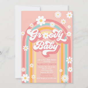 Groovy Baby Boho Daisy Rainbow Baby Shower Einladung