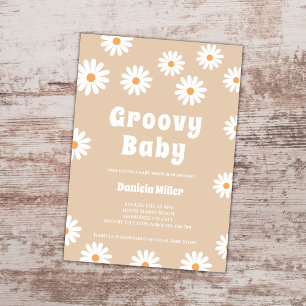 Groovy Baby Daisy 70er Retro Babydusche Einladung