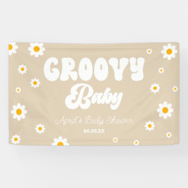 Groovy Baby Daisy Blume Floral Tan Babydusche Banner