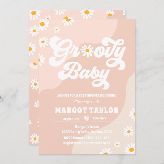 Groovy Baby Daisy Boho Hippy Vibes Baby Shower Einladung (Vorne/Hinten)