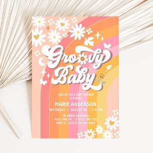 Groovy Baby Daisy Hippie 70er Retro-Baby-Party Einladung