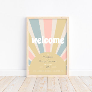 Groovy Baby Hippie Retro Baby Shower Begrüßung Poster