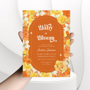 Groovy Baby in Bloom   Retro Floral Baby Dusche Einladung