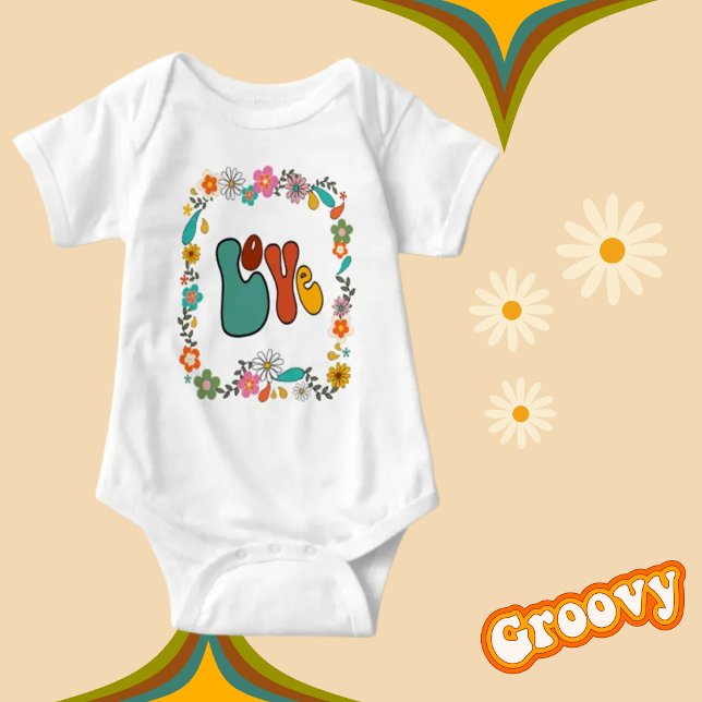 Groovy Baby LIEBE Blume Power 70er Jahre inspirier Baby Strampler (Von Creator hochgeladen)