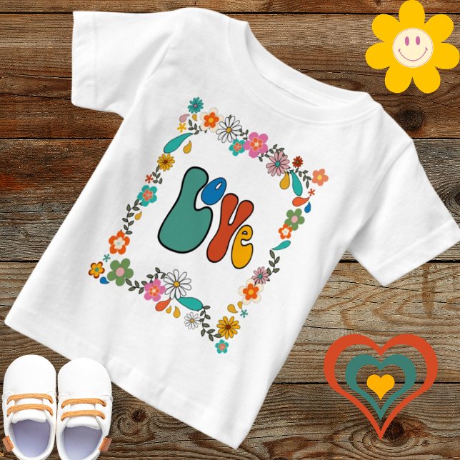 Groovy Baby LIEBE Blume Power 70er Jahre inspirier Baby T-shirt (Von Creator hochgeladen)