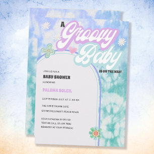 Groovy Baby Pastel Gefärbte Krawatte Babydusche Einladung