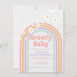 Groovy Baby Pastel Regenbogen Baby Dusche Einladun Einladung