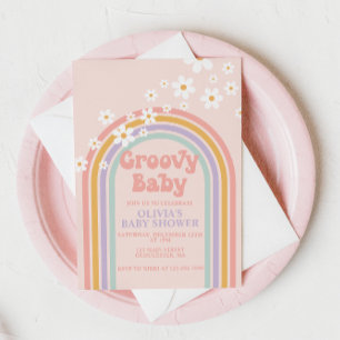 Groovy Baby Pastell Regenbogen Baby Shower Einladu Einladung