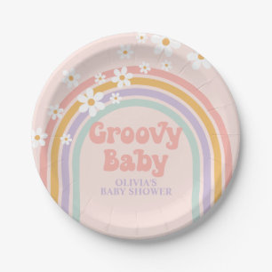 Groovy Baby Pastell-Regenbogen-Papierteller Pappteller