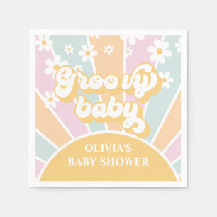 Groovy Baby Pastell Retro Sonnenschein Babyparty Serviette