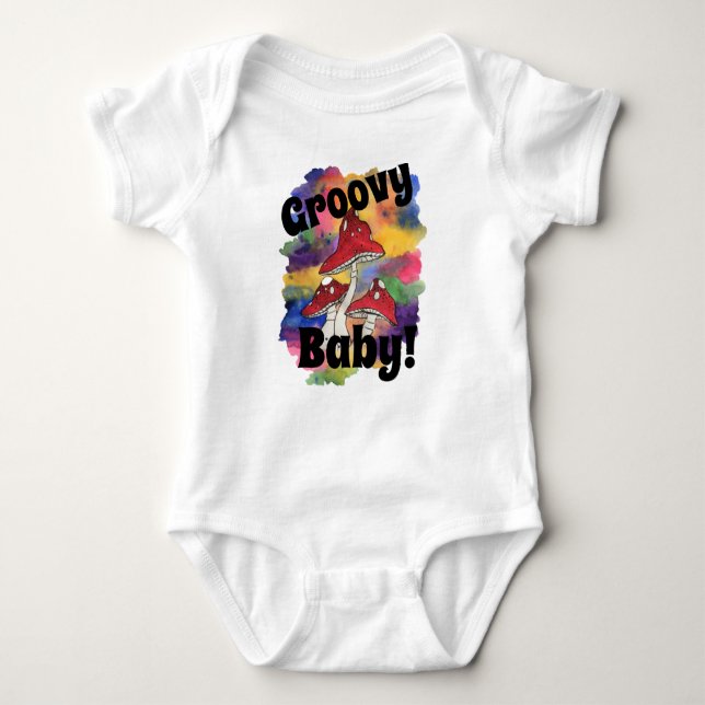 Groovy Baby! Psychedelic Krawatte-Farbstoff Baby B Baby Strampler (Vorderseite)