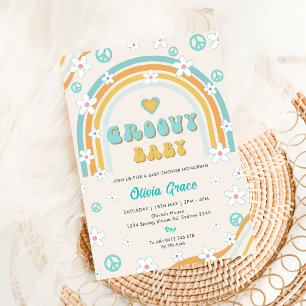Groovy Baby Rainbow Baby ShowParty Einladung