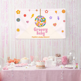 Groovy Baby Retro 70's Disco Ball Baby Dusche Banner