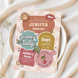 Groovy Baby Retro Daisy Baby Shower Einladung