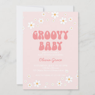 Groovy Baby Retro Gänseblümchen Boho Blumen Einlad Einladung