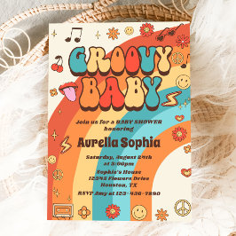Groovy Baby Retro Rainbow Baby ShowParty Einladung